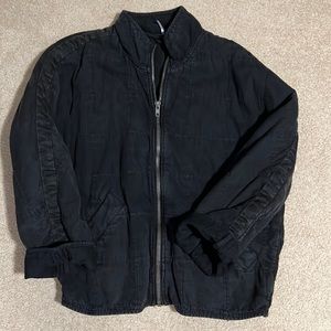 Free People Dolman Sleeve Quilted Jacket- black denim